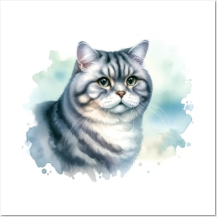 Manx - Watercolor Cat Posters and Art